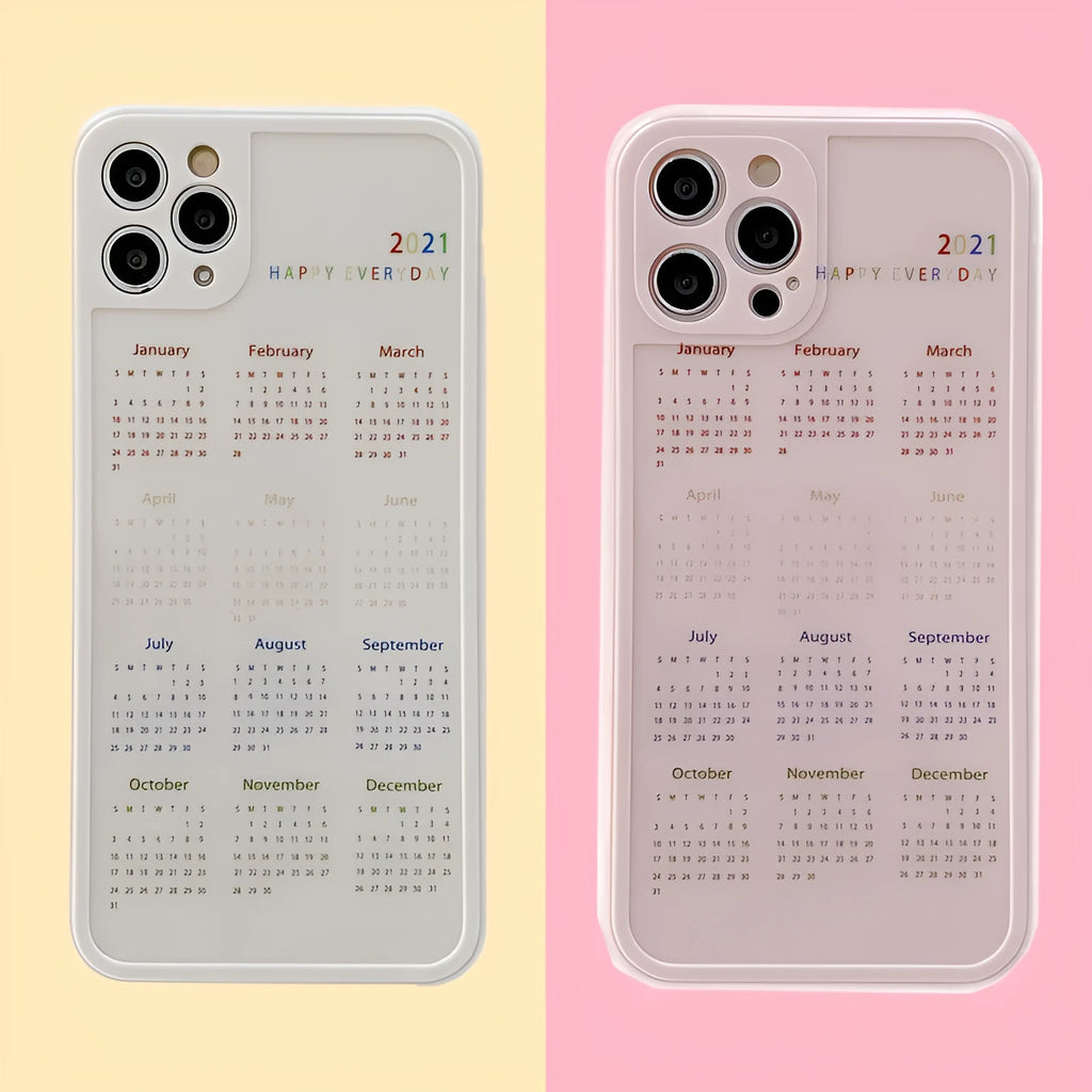 Calendar TPU phone case for iPhone XR in light pink colour, simple back cover style