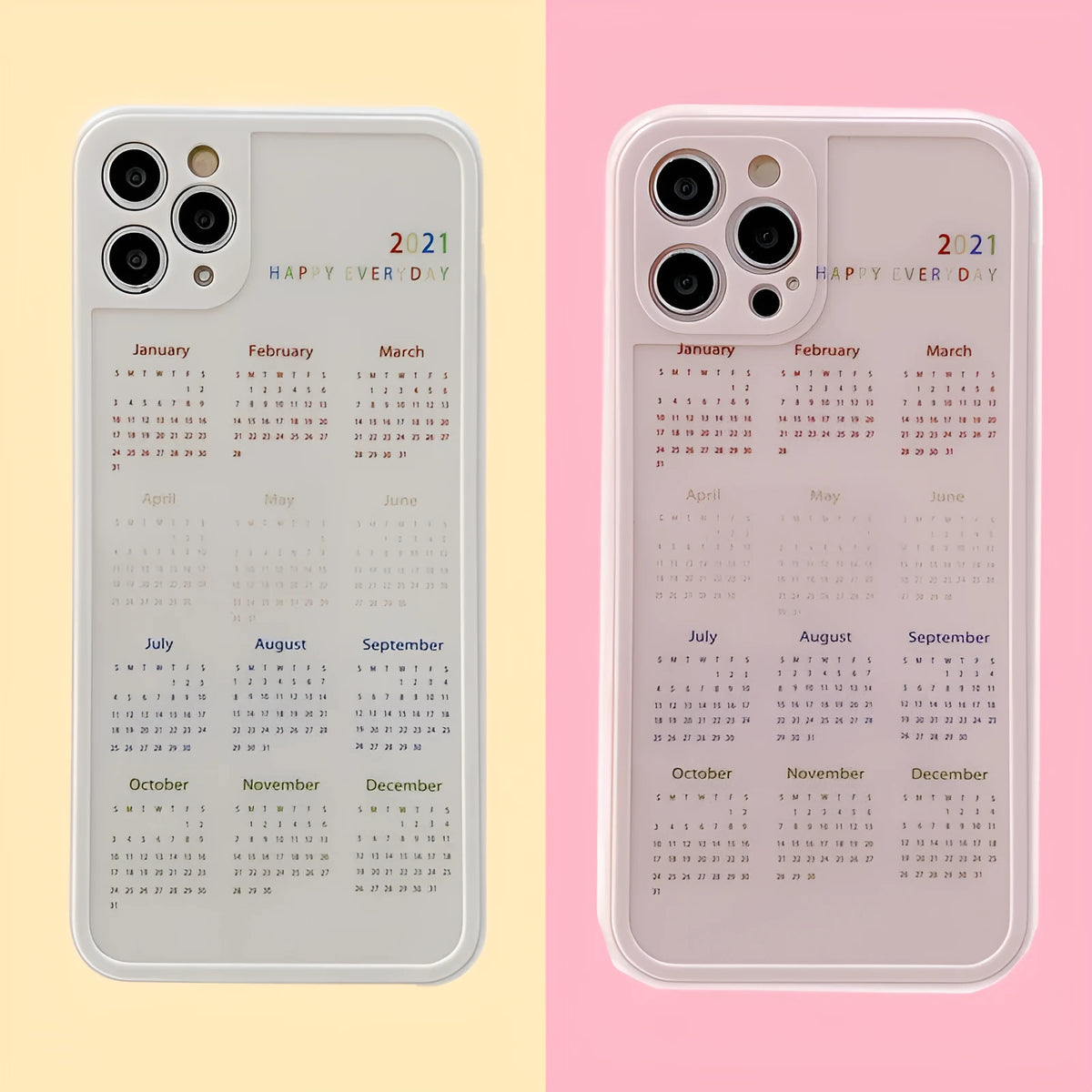 Calendar TPU phone case for iPhone XR in light pink colour, simple back cover style