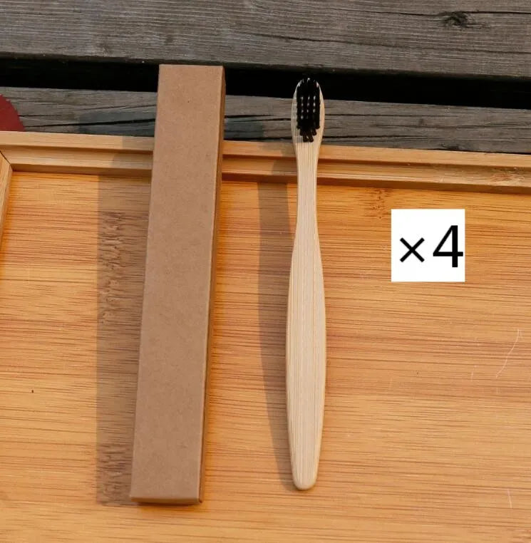 Eco friendly bamboo soft fibre toothbrush with biodegradable handle for adults