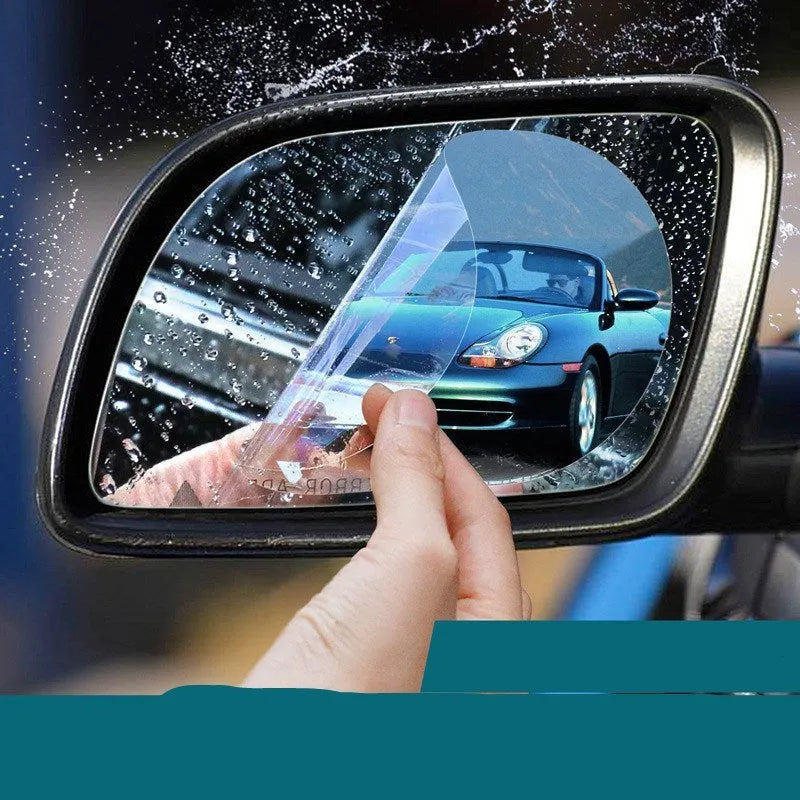 Transparent rain proof film for car rearview mirror with optical grade PET and scratch resistant coating