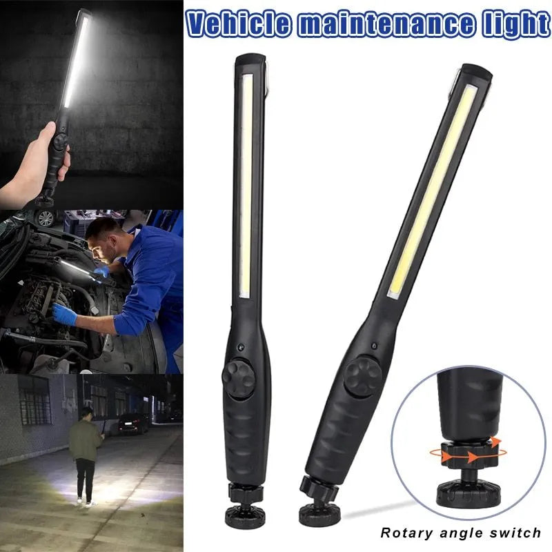 ABS portable LED work lamp with rotatable bracket and USB charging in black