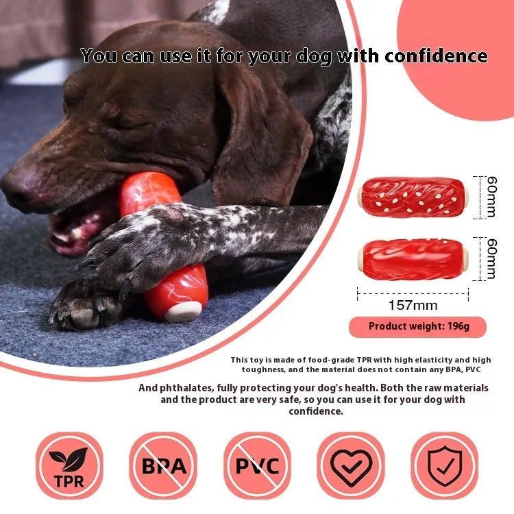 Glue Toothbrush brand hollow plastic molar rod dog chew toy in primary colour.