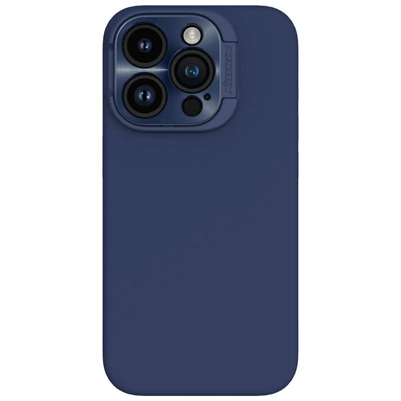 Liquid silicone magnetic phone case with invisible bracket in black for iPhone models