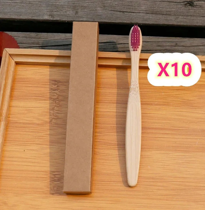 Eco friendly bamboo soft fibre toothbrush with biodegradable handle for adults