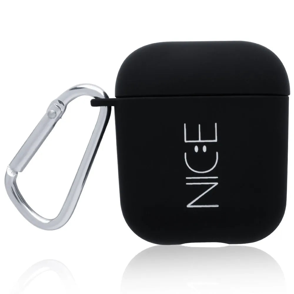 PC plastic wireless headset cover for Apple AirPods in black with decorative back design
