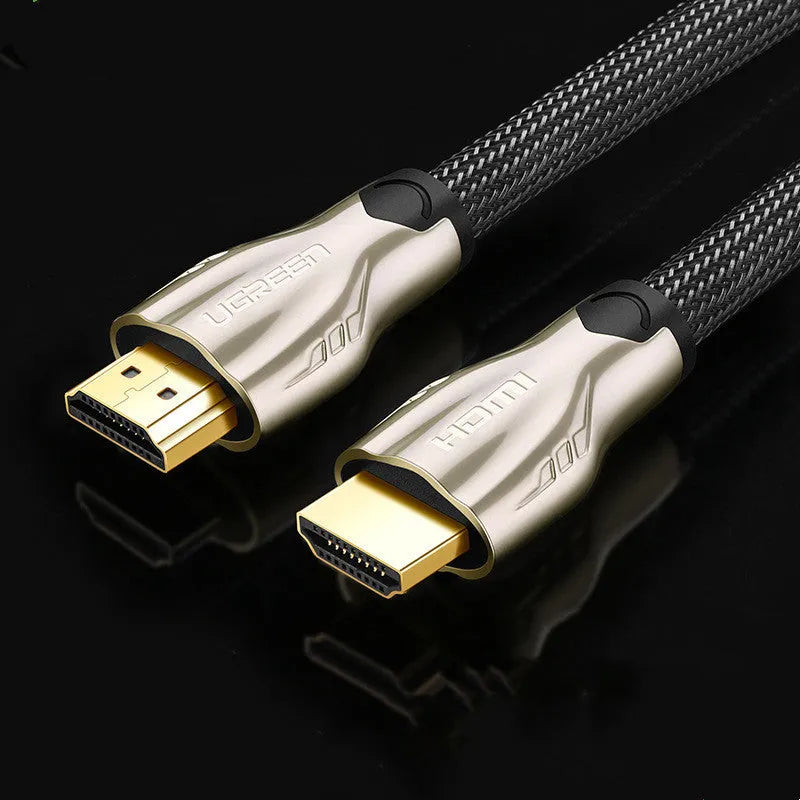 Black HDMI cable with gold-plated connectors, shown at a length of 5 metres.