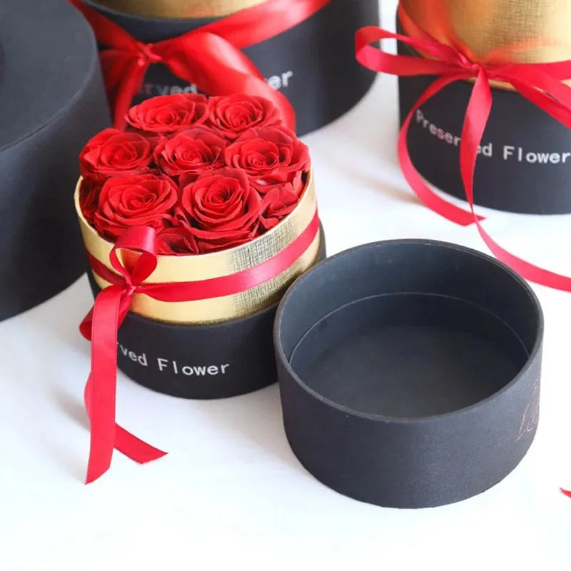 Preserved real roses in luxury gift box with large, medium and mini size options