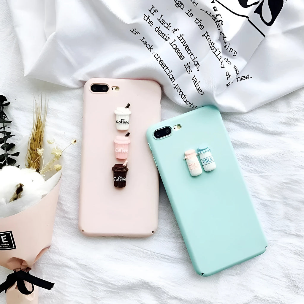 Cartoon cat design silicone phone case for iPhone models in black blue pink white colours