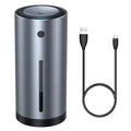 Black aluminium alloy car humidifier and air purifier with USB cable on a desk