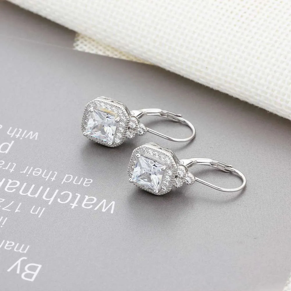 S925 sterling silver crown-shaped rhinestone earrings for women, silver gem inlay, colour EA102021