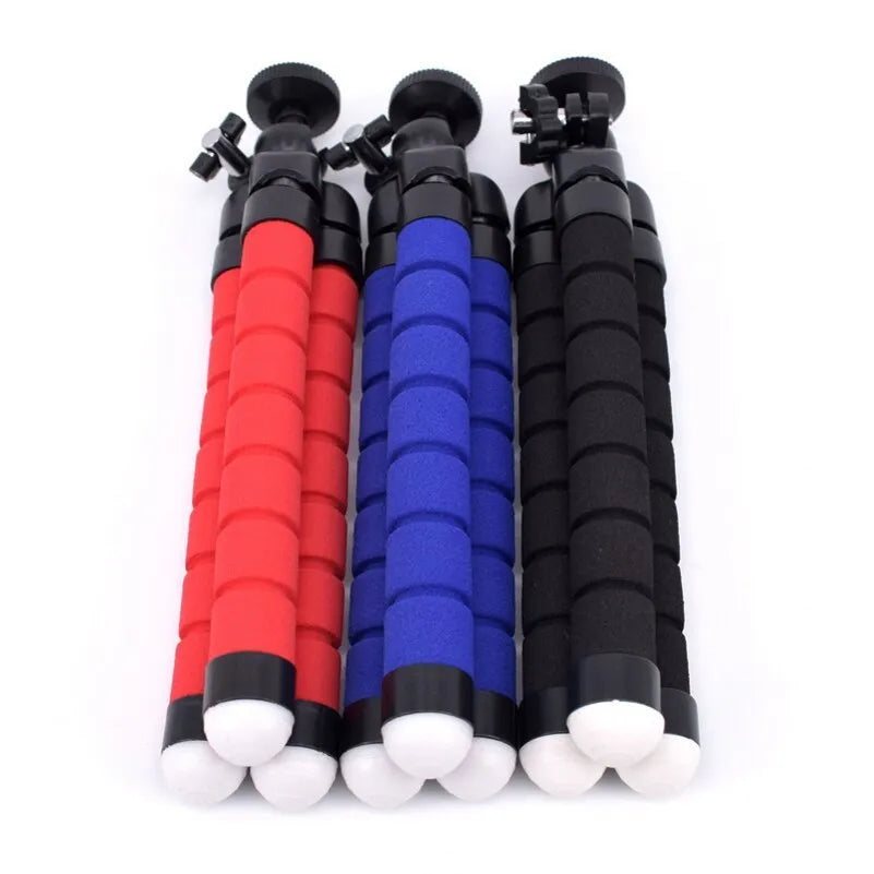 Black flexible octopus tripod with smartphone mount showing wrapped leg positioning