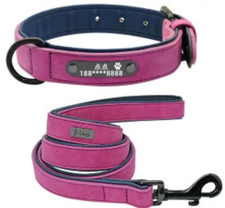 Custom dog tag identity card collar with microfiber leather surface, double D buckle, and painted alloy lock in multiple colours
