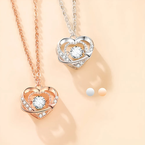 925 sterling silver heart necklace for women with O-shaped chain and heart-shaped pendant