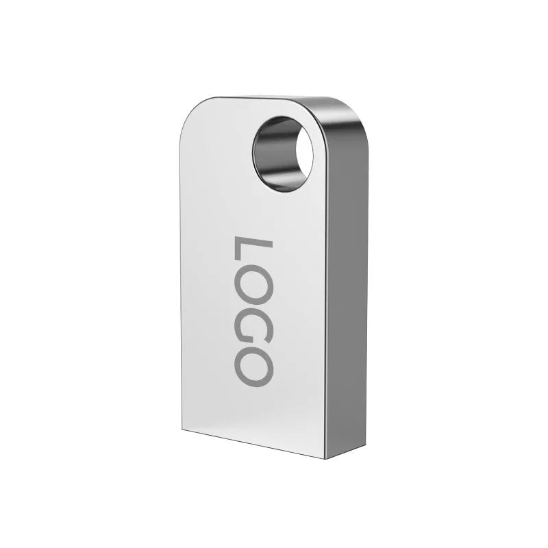 Compact silver alloy car USB 2.0 flash drive with metal shell and waterproof construction.
