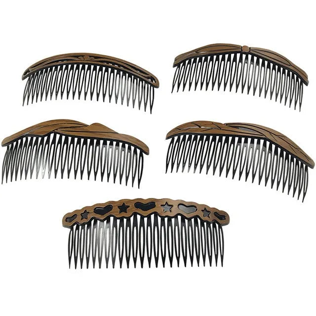 Retro Korean hair comb in plastic and resin, women's wavy styling, 10-piece set with colour options A1 to A10