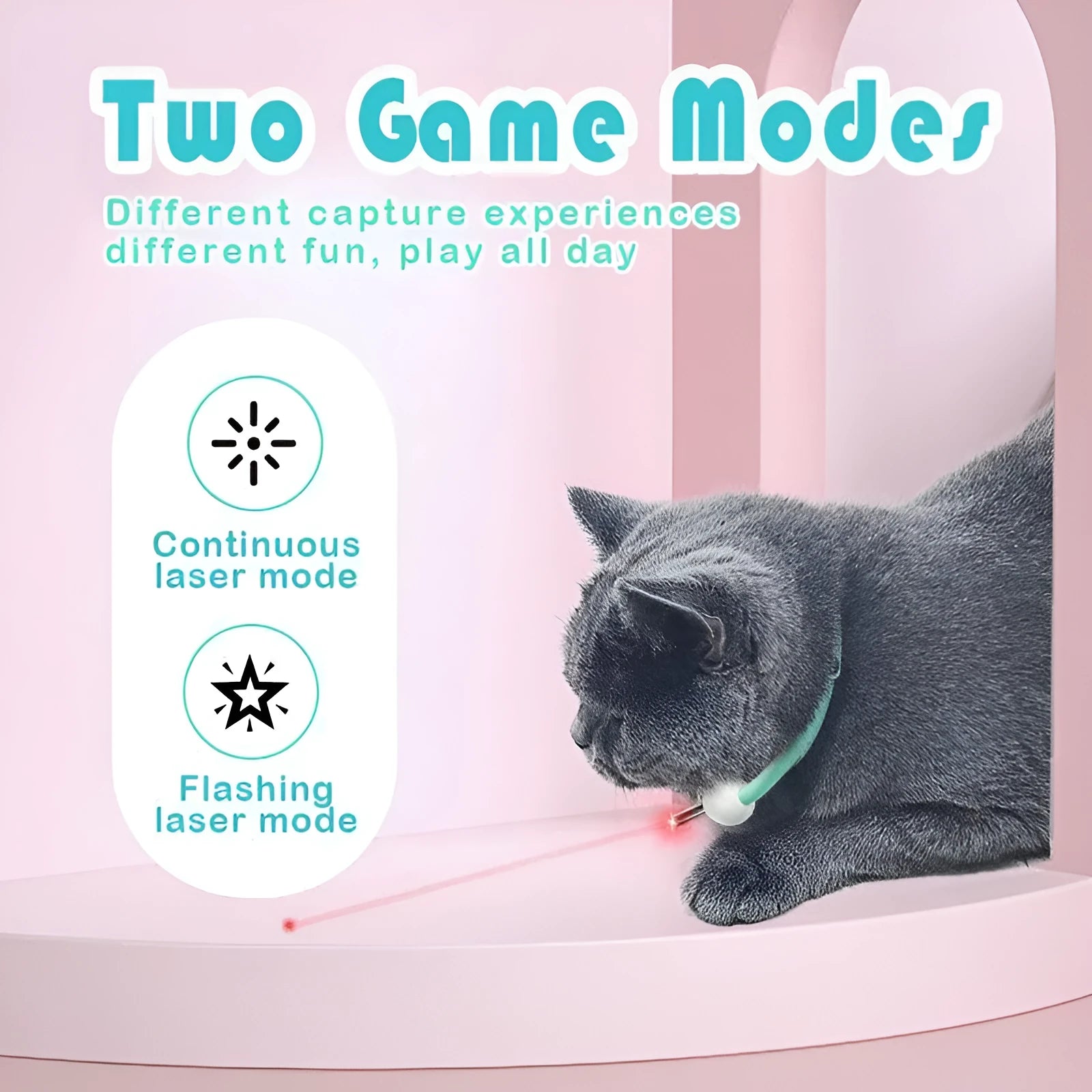 Smart USB charging laser cat collar in monochrome graphic colour made of PC and TPC materials