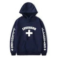 Navy men's hooded sweater jacket with stand collar, long sleeves, plus velvet polyester fibre and slim casual fit