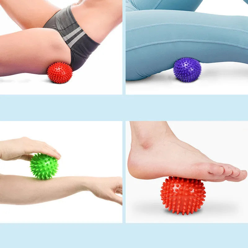 Fascial ball point massage ball in green, 9cm diameter, made from PVC PU and rubber