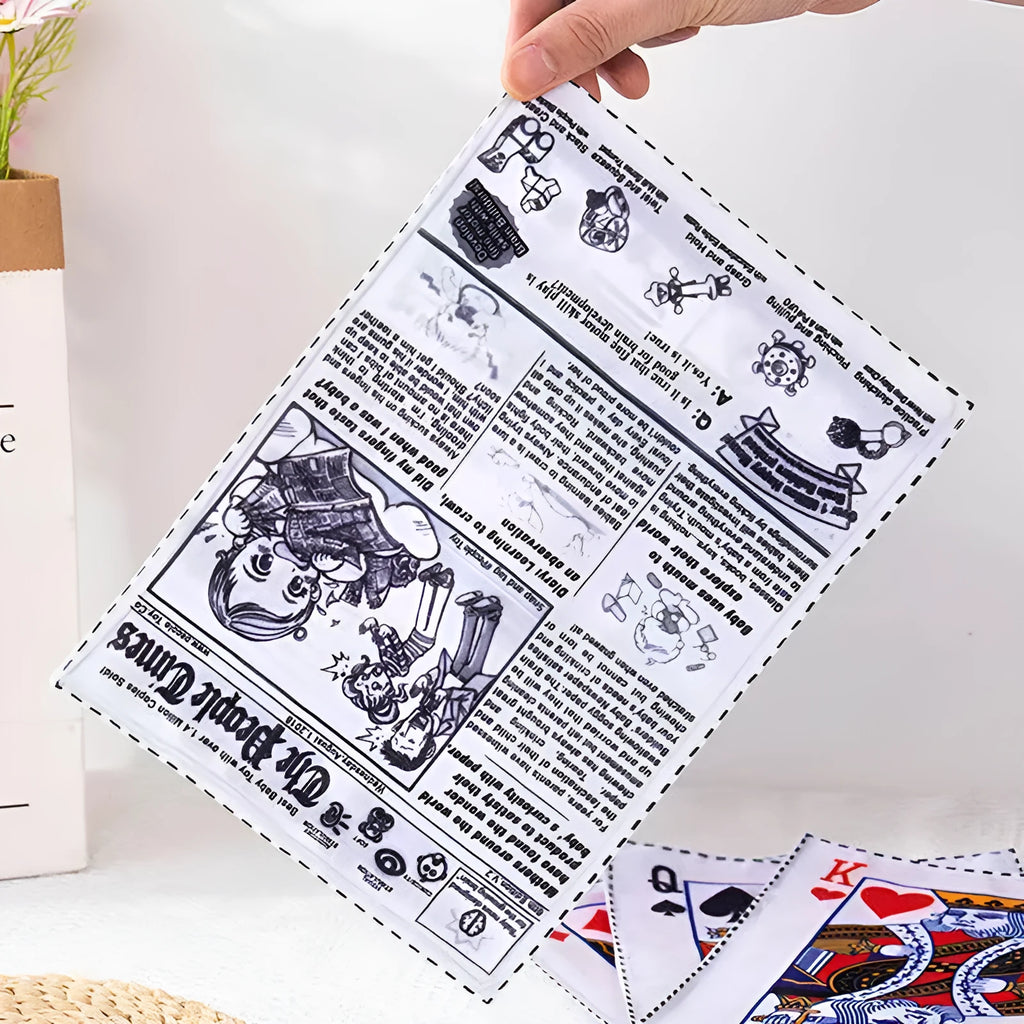 Tearproof squeaking dog toy designed like a newspaper playingcard for corgi and puppy chew play.