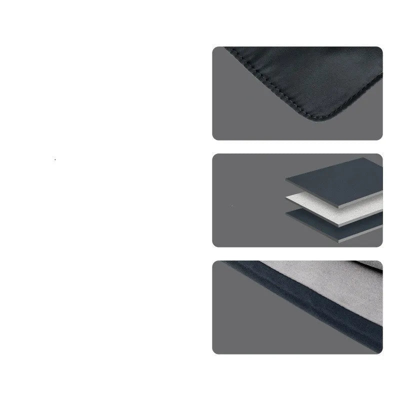 Black and white nylon laptop bag protective cover with flip opening and multiple pockets, available in 13-16 inch sizes.