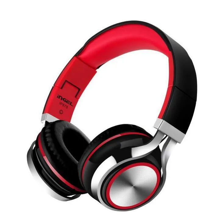IP878 folding Bluetooth headset in black, blue, or white with 40mm drivers and 3.5mm jack