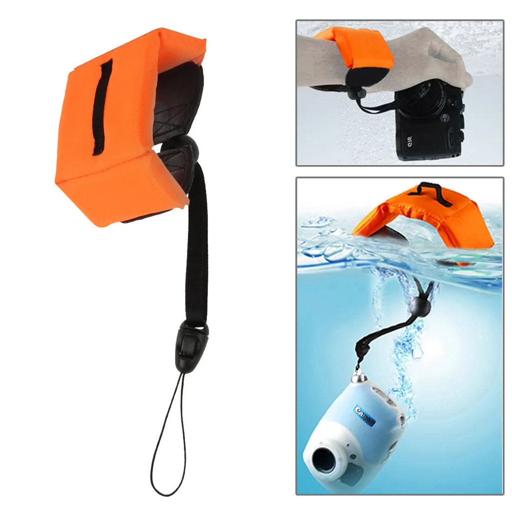 Orange camera buoyancy belt diving floating wrist strap compatible with GoPro action cameras