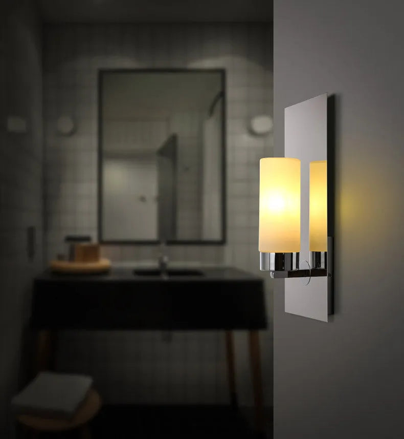 Modern minimalist glass petal wall lamp with button switch, 230mm, for bedside use