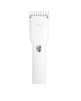 Black cordless men's hair clipper with ceramic blades and adjustable length comb