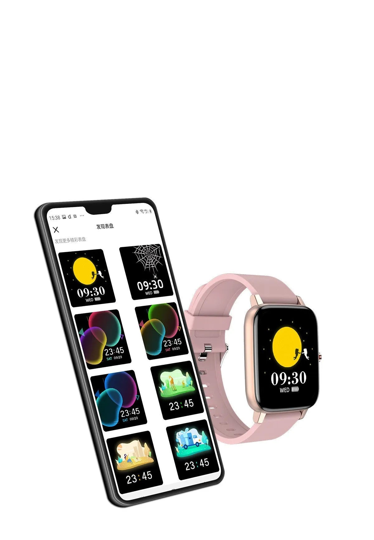 H80 black smart watch on wrist showing heart rate graph on its 1.69-inch spherical tempered glass screen.
