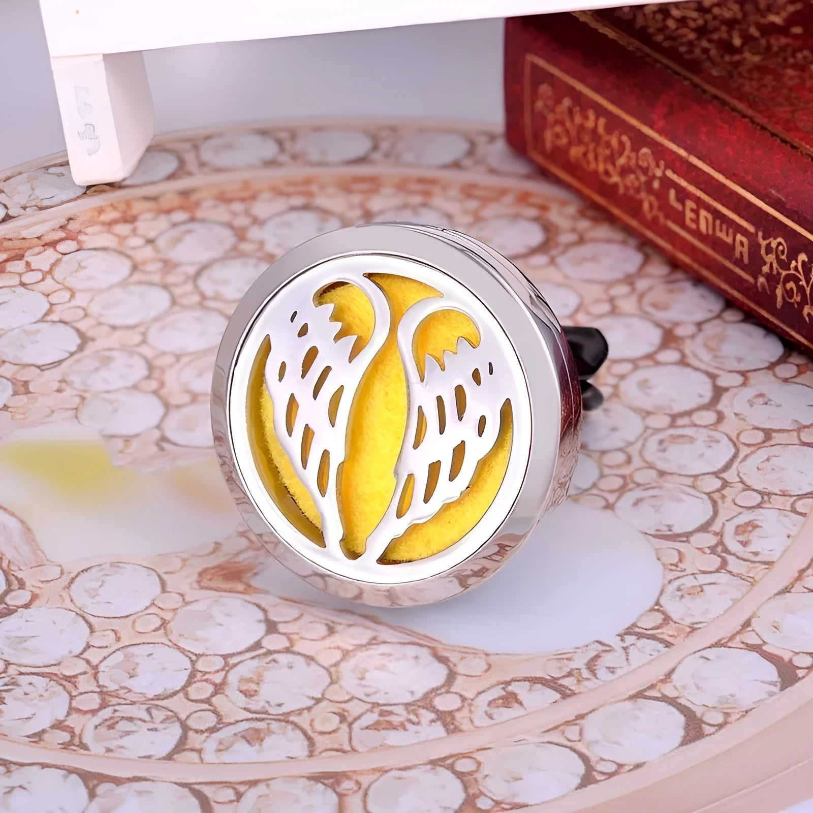 Wings Aromatherapy Car Diffuser Locket silver metal vent clip for car air freshener
