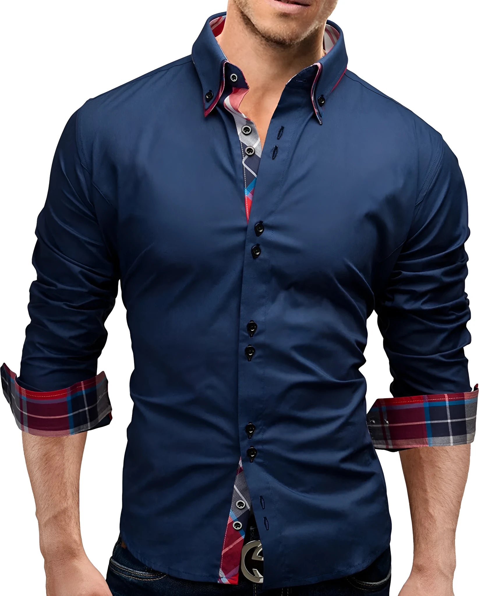 Classic inner slim men shirt in cotton polyester, 40% cotton, available in five colours and sizes M to 3XL.