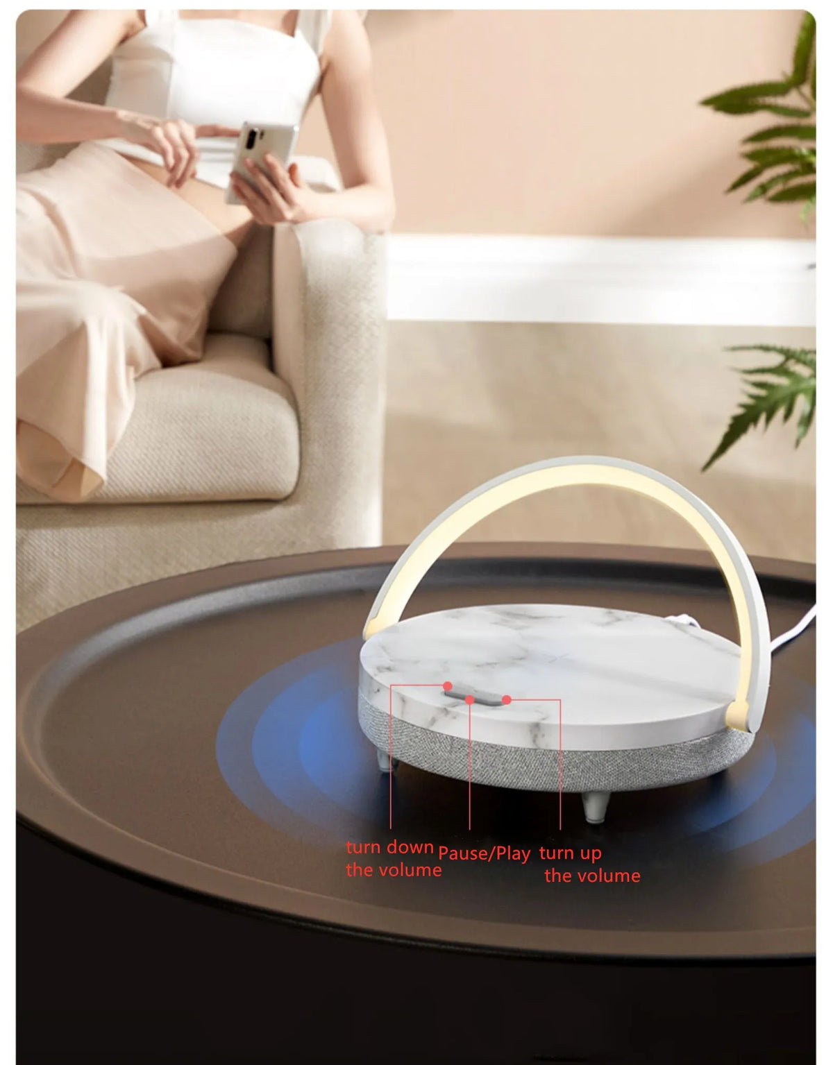 Multi-function wireless charging night light with Bluetooth speaker and touch switch