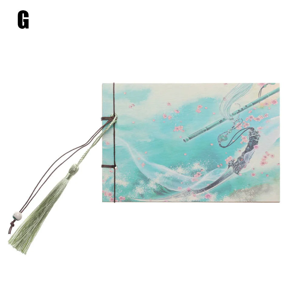 Hand-stitched kraft paper notebook with a tassel bookmark, shown in a natural colour.