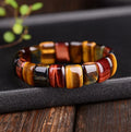 Natural tiger eye stone hand-woven bracelet red beads 14x10mm geometric ethnic style