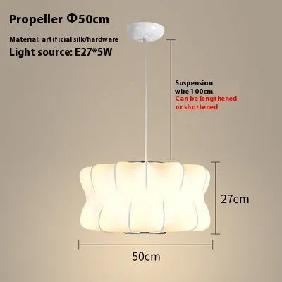 Fabric chandelier lantern lamp with iron frame, LED light source, available in multiple sizes from 30cm to 80cm