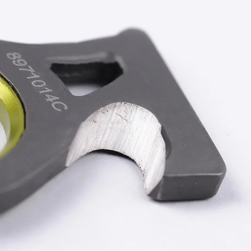 Portable emergency survival tool in black, stainless steel with 440 steel blade, 57HRC, 4.3 x 2.4 cm