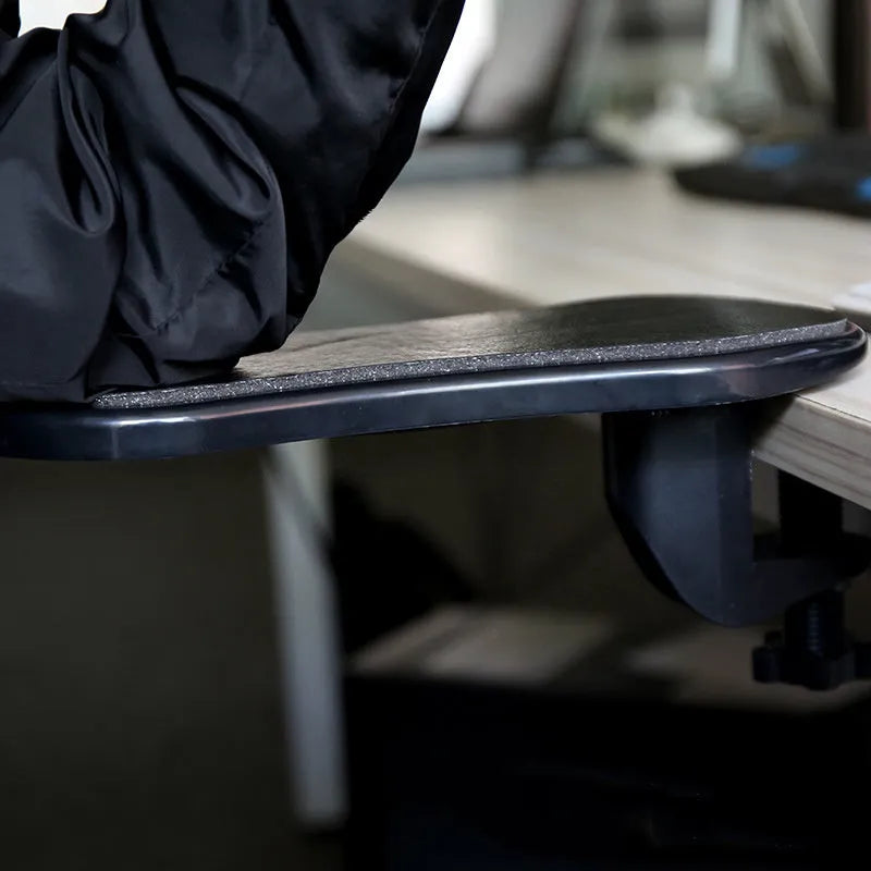 Black ergonomic computer hand bracket mouse wrist pad on desk with non-slip rubber base