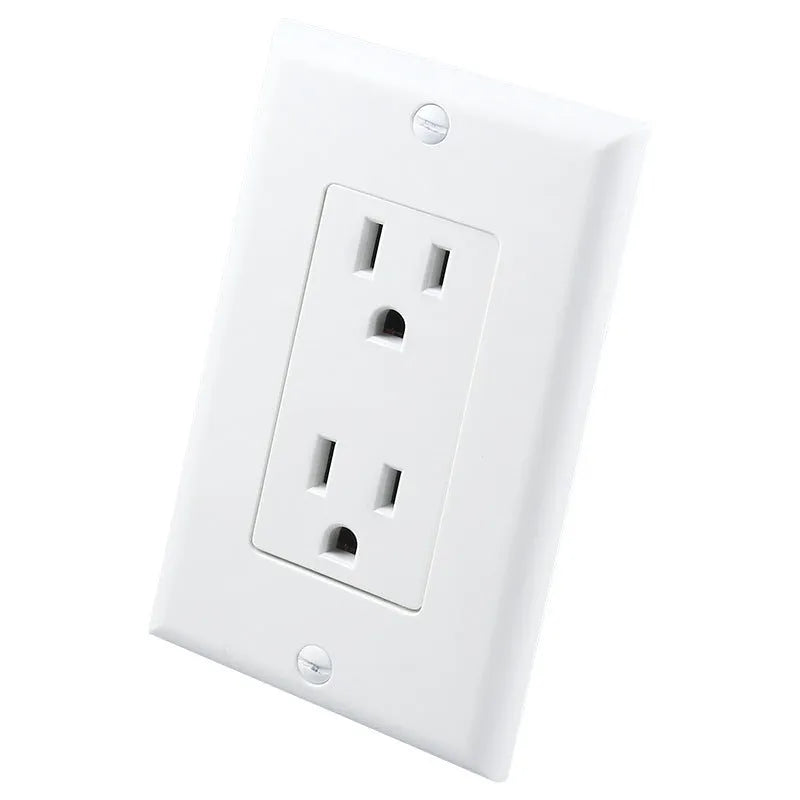 White plug-in socket night light with automatic sensor, installed in a UK wall socket showing accessible outlets.