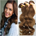 Human hair hood wig for ladies in brown colour, long length 12 to 26 inches, machine-made with high-grade hair shade bang