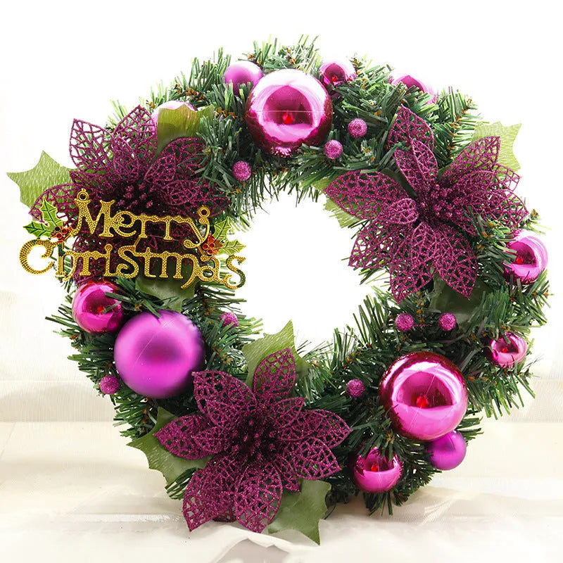 30cm multicolour plastic Christmas wreath in blue gold pink purple red or silver for door wall decoration