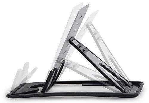 Black desktop phone bracket stand measuring 8.5cm by 5cm with lazy bracket mechanism