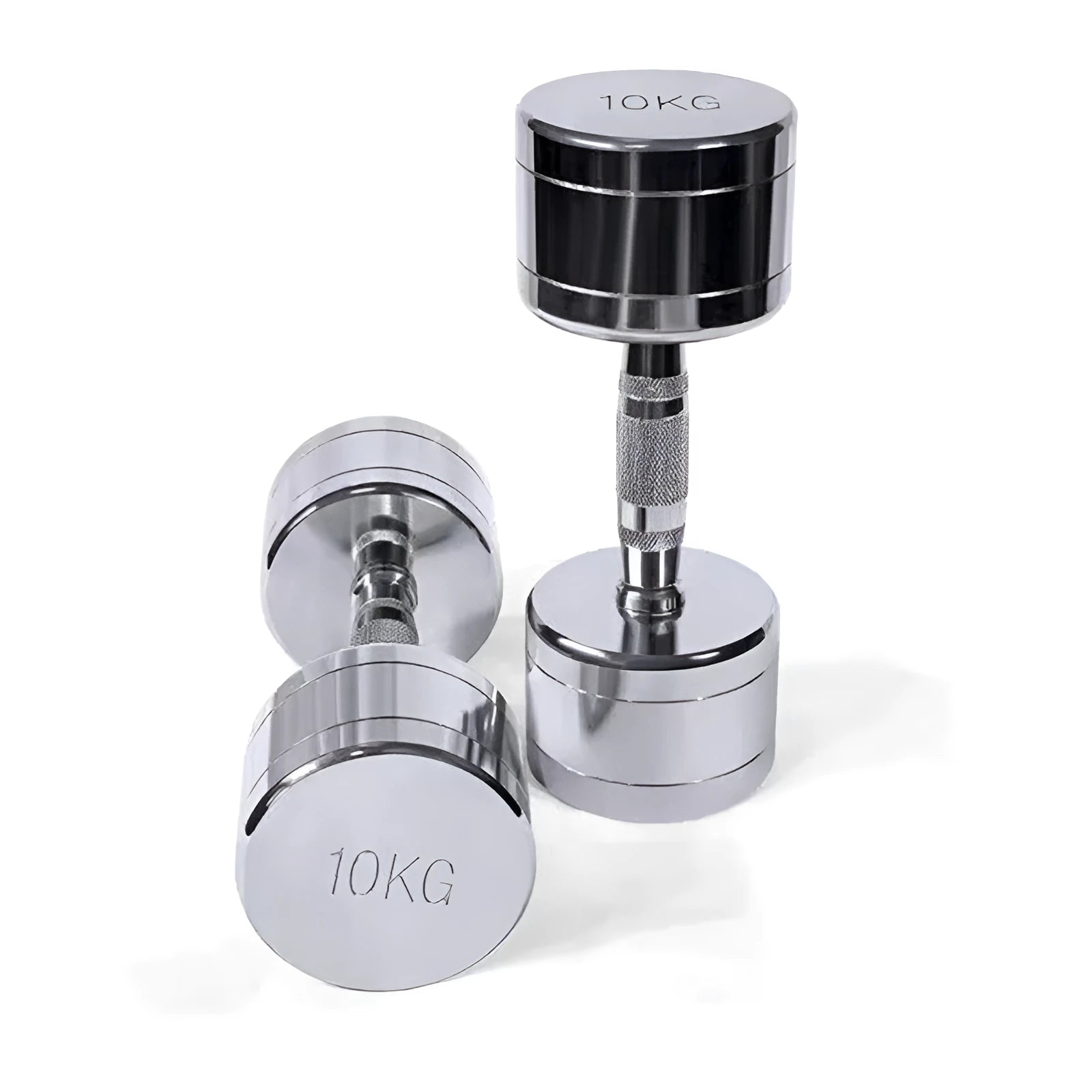 Silver electroplated pure steel dumbbell with ergonomic date-core handle