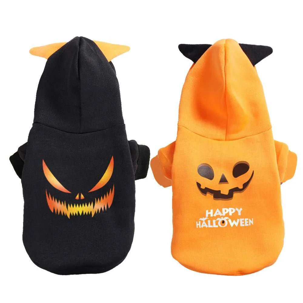 Black cotton adjustable pet sweater for dogs and cats with fleece lining, side view