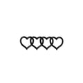 Love series modified heart-shaped body sticker with four ring tail in electroplated silver, 22 cm length