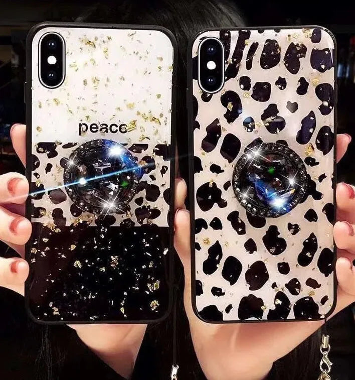 TPU mobile phone case with leopard print pattern for Samsung Galaxy and Apple iPhone models