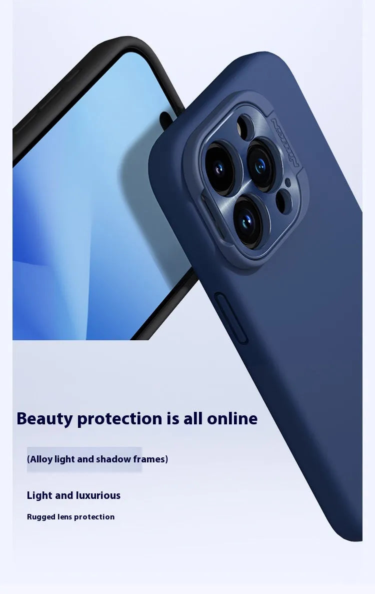 Liquid silicone magnetic phone case with invisible bracket in black for iPhone models