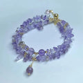 Natural ametrine double row bracelet with gravel-style beads on women's wrist
