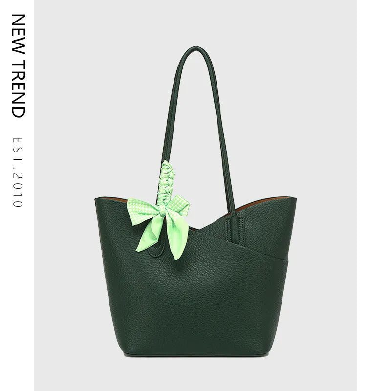 Large capacity casual PU shoulder handbag in European American retro style, vertical square shape, brown colour with sewing-line detail