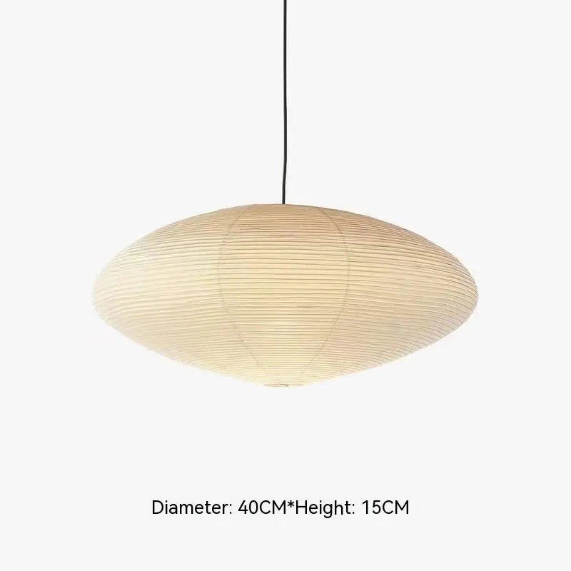 Modern flat circular paper pendant ceiling lamp with a three-colour light source.