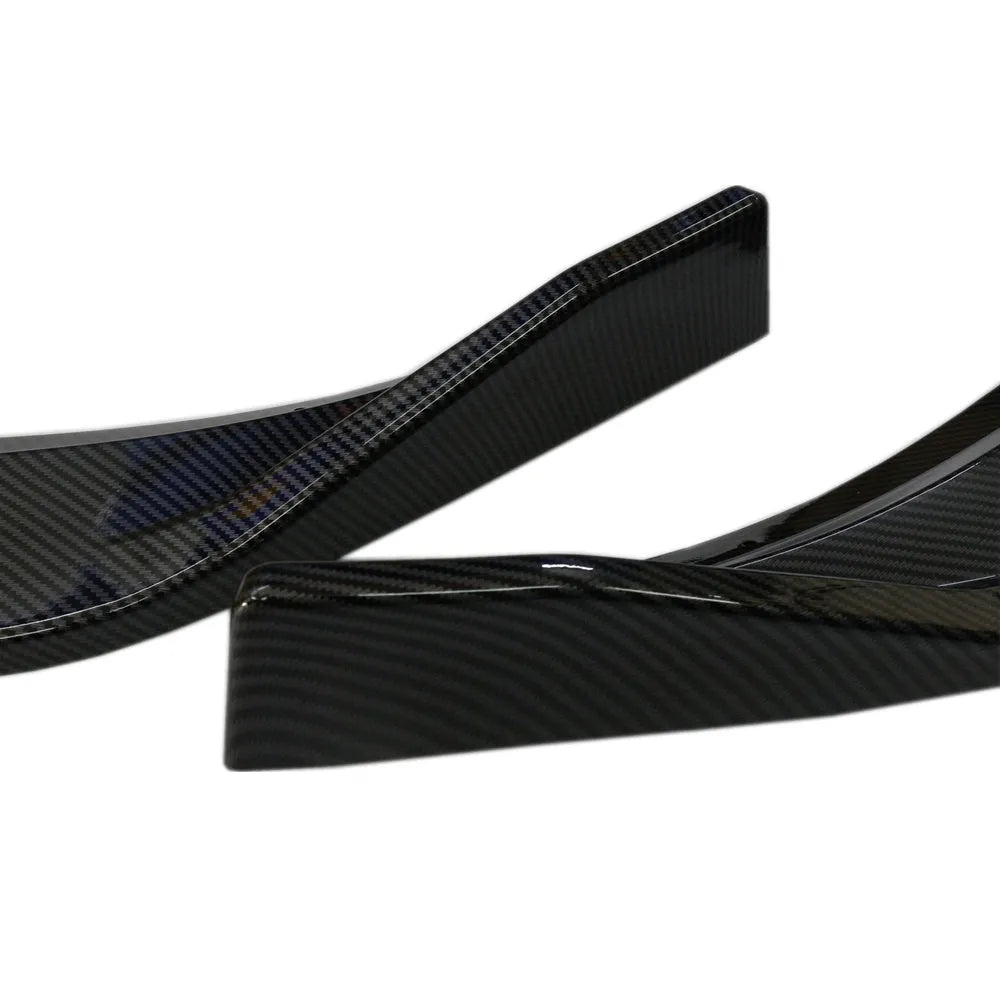 Unksera three-section front shovel style rear car spoiler retrofit kit in carbon braze pattern finish